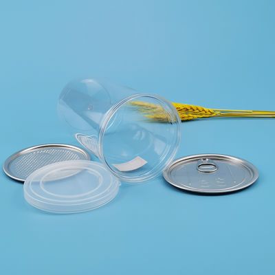 กระป๋องอาหารพลาสติกทรงกระบอกทรงตรง 83 มม. พร้อมฝา Colorfull