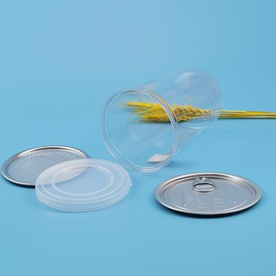 กระป๋องอาหารพลาสติกทรงกระบอกทรงตรง 83 มม. พร้อมฝา Colorfull