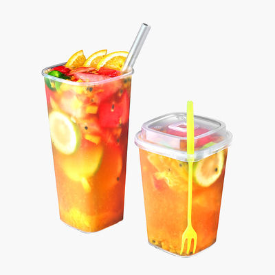 ขายร้อน 500ml boba bubble พลาสติก pp ถ้วย 24 ออนซ์ถ้วยพลาสติกสแควร์ pp cup